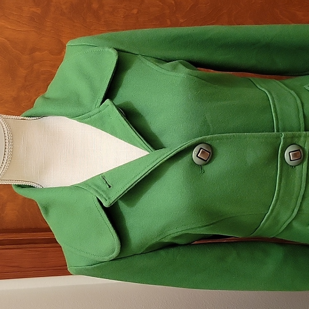 Anthropologie Green Wool-Blend Pea Coat - Picture 2 of 14